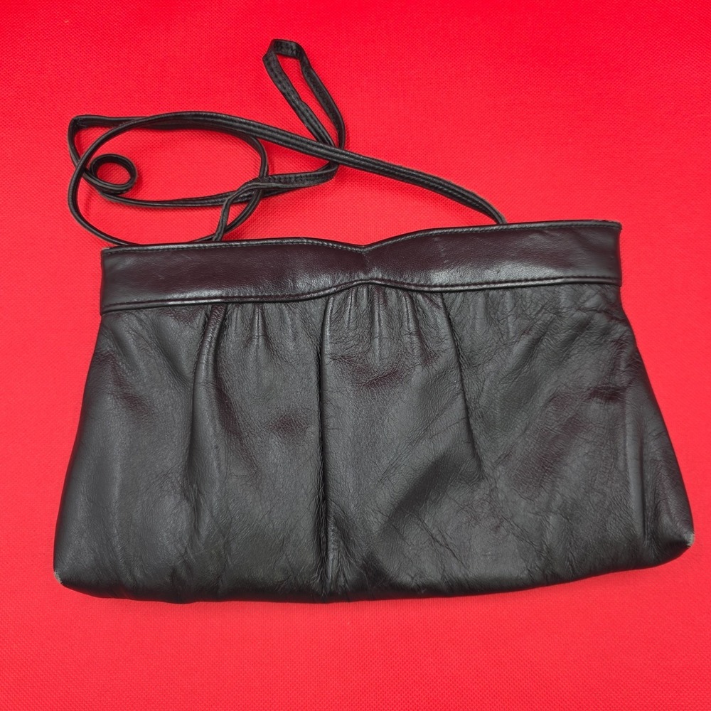 Vintage Leather Snake Skin Shoulder Bag Purse 1980's Hinge Closure - Picture 2 of 4